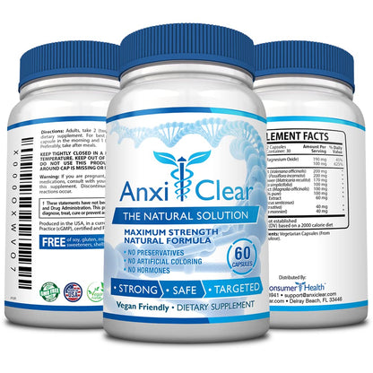 AnxiClear 3-Month Supply — Mood Support, Calm Mind, Serotonin Boost | Made in USA