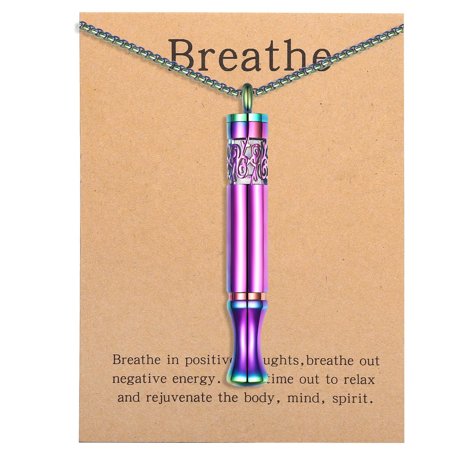 Anxiety Relief Pendant - Mindfulness Breathing Necklace & Aromatherapy Diffuser (Rainbow)