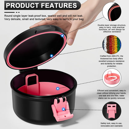 ANYLEY Denture Cup – Leak-Proof Travel Denture Bath Case (Black & Pink)