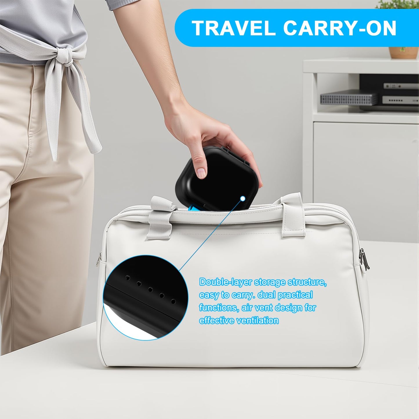 ANYLEY Leak-Proof Denture Cup & Travel Case – Double-Layer, Black & Blue