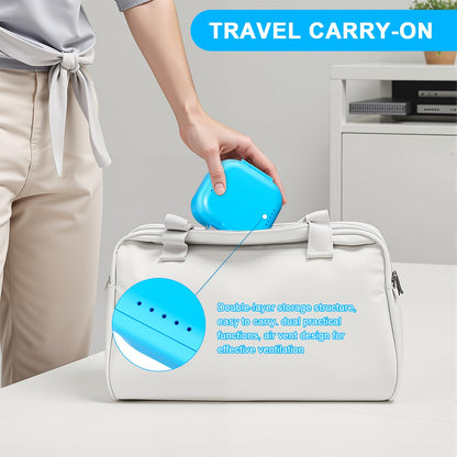 ANYLEY Leak-Proof Denture Case | 250ml Travel Retainer Cleaner Case – Sky Blue & Silver Gray