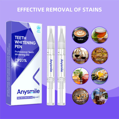 Anysmile Teeth Whitening Pens – Non-Sensitive, 20% Carbamide Peroxide, 4x 2ml Pens