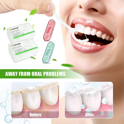 AOCEAN Dental Floss Picks – Travel Floss with Toothpicks (2 Boxes, 2 Cases)