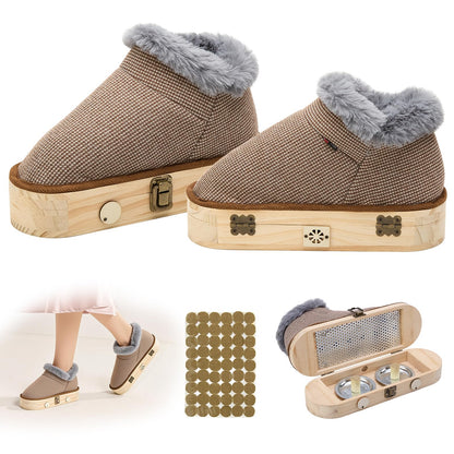 AODANC Moxibustion Shoes & Moxas Box – Mugwort Foot Heat Packs (Brown, 7-8.5)