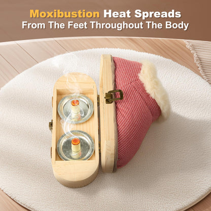 AODANC Moxibustion Shoes with Moxas Box – Pink 7-8.5 | Mugwort Foot Heat Packs