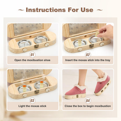 AODANC Moxibustion Shoes with Moxas Box – Pink 7-8.5 | Mugwort Foot Heat Packs