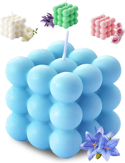 Aokala Bubble Cube Candle – 5.4 oz Soy Wax, Bluebell Blue