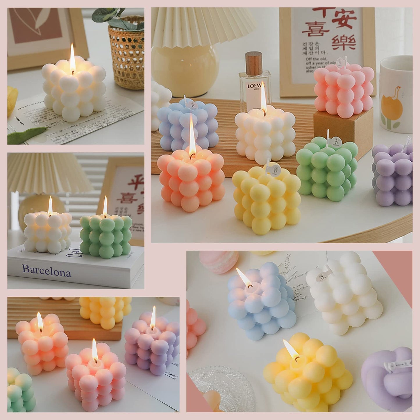 Aokala Bubble Cube Candle – 5.4 oz Soy Wax, Bluebell Blue