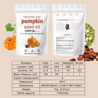 AOLBSPD Pumpkin Seed Oil Capsules with Saw Palmetto – 3000mg per Serving, 300 Softgels | Cold Pressed & Non-GMO