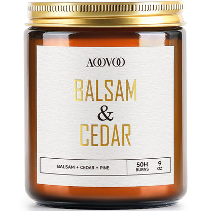 AOOVOO Balsam Cedar Candle - 9 oz Pine-Scented Soy Wax Aromatherapy