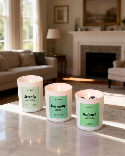 AOOVOO Calm Candles Set for Women - 4-Pack (28 oz), 200h Burn, Crystal Aromatherapy