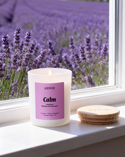 AOOVOO Calm Candles Set for Women - 4-Pack (28 oz), 200h Burn, Crystal Aromatherapy