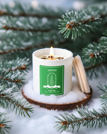 AOOVOO Cedar Scented Candles for Women – 10oz Soy Candle with Crystals Inside