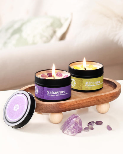 AOOVOO Chakra Candles with Healing Crystals - 7 Chakra Candle Set, Spiritual Gifts for Women, Aromatherapy Candle, Soy Candles Set for Medition