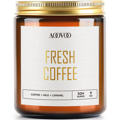 AOOVOO Fresh Coffee Candles – 9 oz Soy Wax Scented Candle for Home & Aromatherapy