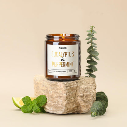 AOOVOO Eucalyptus Mint Candle - 9oz Soy Scented Candle for Home & Aromatherapy