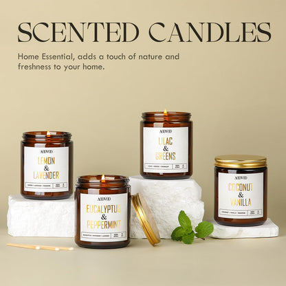 AOOVOO Eucalyptus Mint Candle - 9oz Soy Scented Candle for Home & Aromatherapy