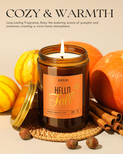 AOOVOO Hello Fall Candles – 22 oz Soy Scented Candle for Home | Aromatherapy