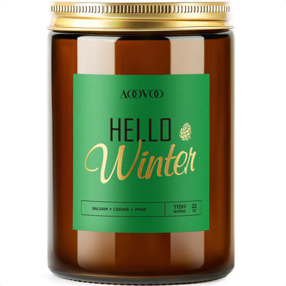 AOOVOO Hello Winter Candle - 22oz Pine Scented Soy Wax Aromatherapy