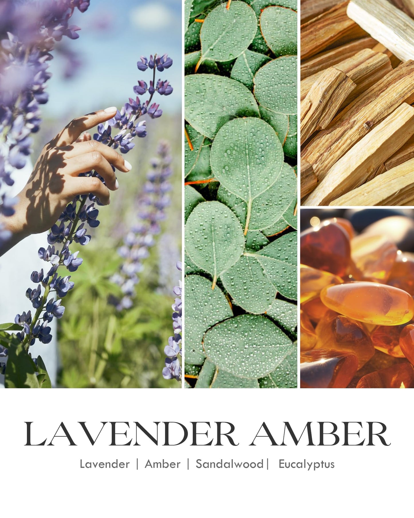 AOOVOO Lavender Amber Candles – 9 oz Scented Soy Candle, Aromatherapy