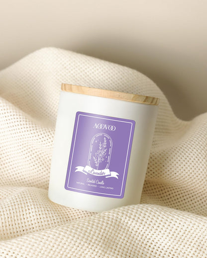 AOOVOO Lavender Scented Soy Candle for Women – Aromatherapy with Crystals, 10oz