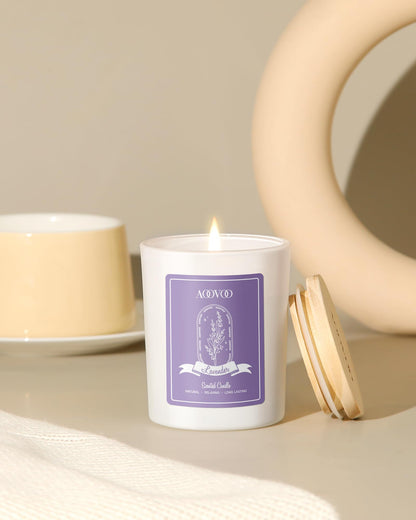 AOOVOO Lavender Scented Candles for Women - 7oz Soy Aromatherapy Candle with Crystals Inside