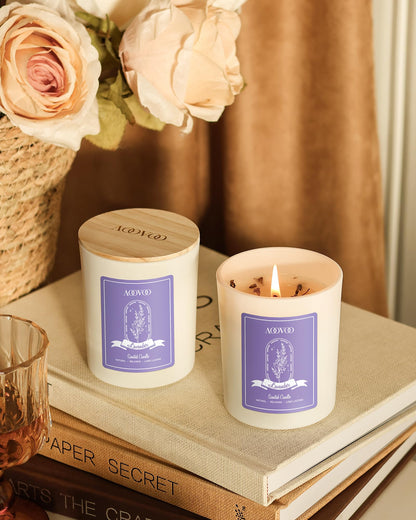 AOOVOO Lavender Candles Set - 4 Pack Aromatherapy Candles with Crystals Inside