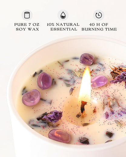 AOOVOO Lavender Candles Set - 4 Pack Aromatherapy Candles with Crystals Inside
