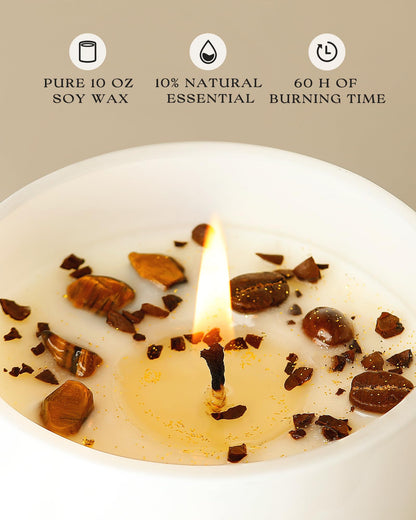 AOOVOO Macchiato Coffee Scented Candle – 10oz Soy with Crystals