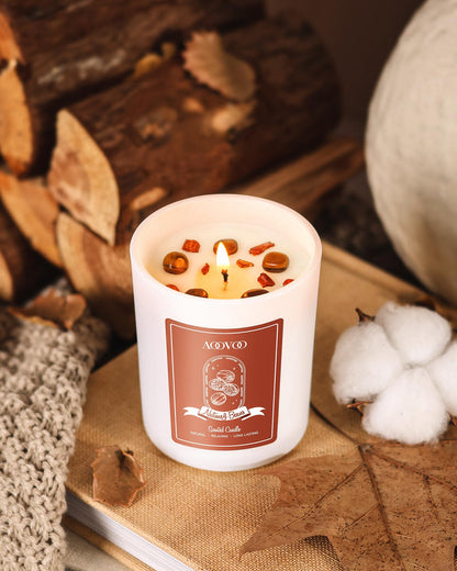 AOOVOO Nutmeg Beans Soy Candle with Crystals – 7oz Gift for Women
