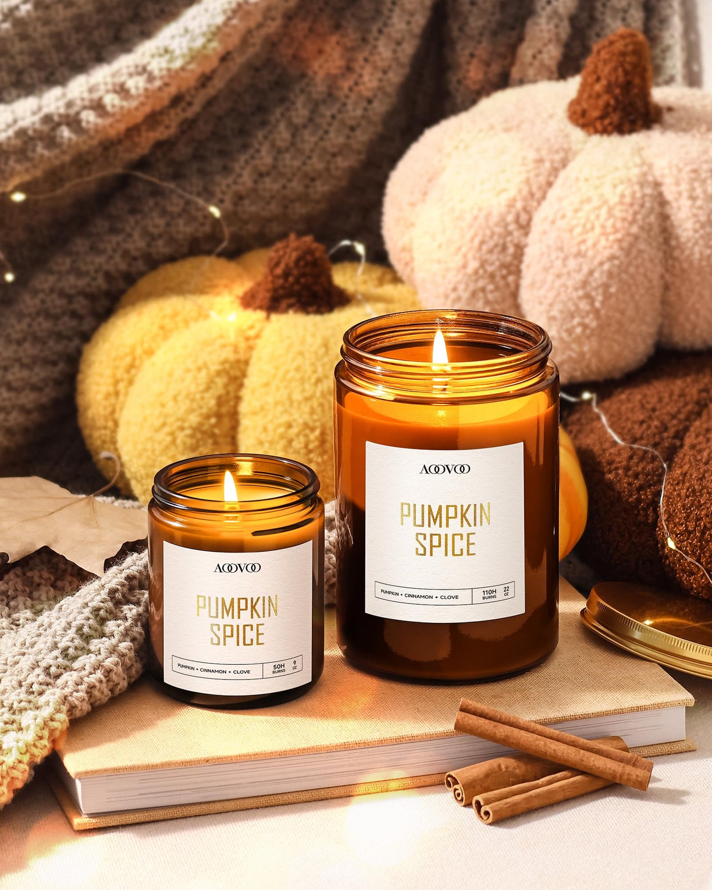 AOOVOO Pumpkin Spice Candles – 22 oz Soy Scented Candle