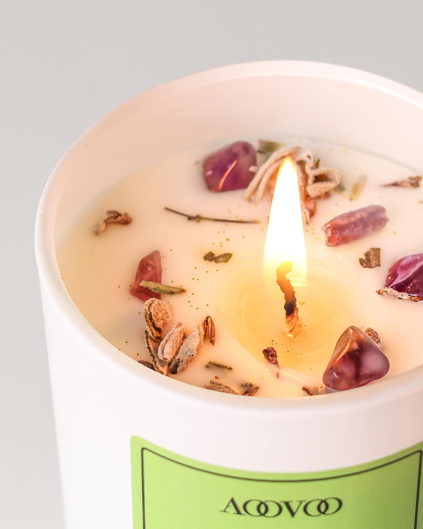 AOOVOO Sage Scented Candles for Women | 10oz Soy Aromatherapy Candle with Crystals Inside