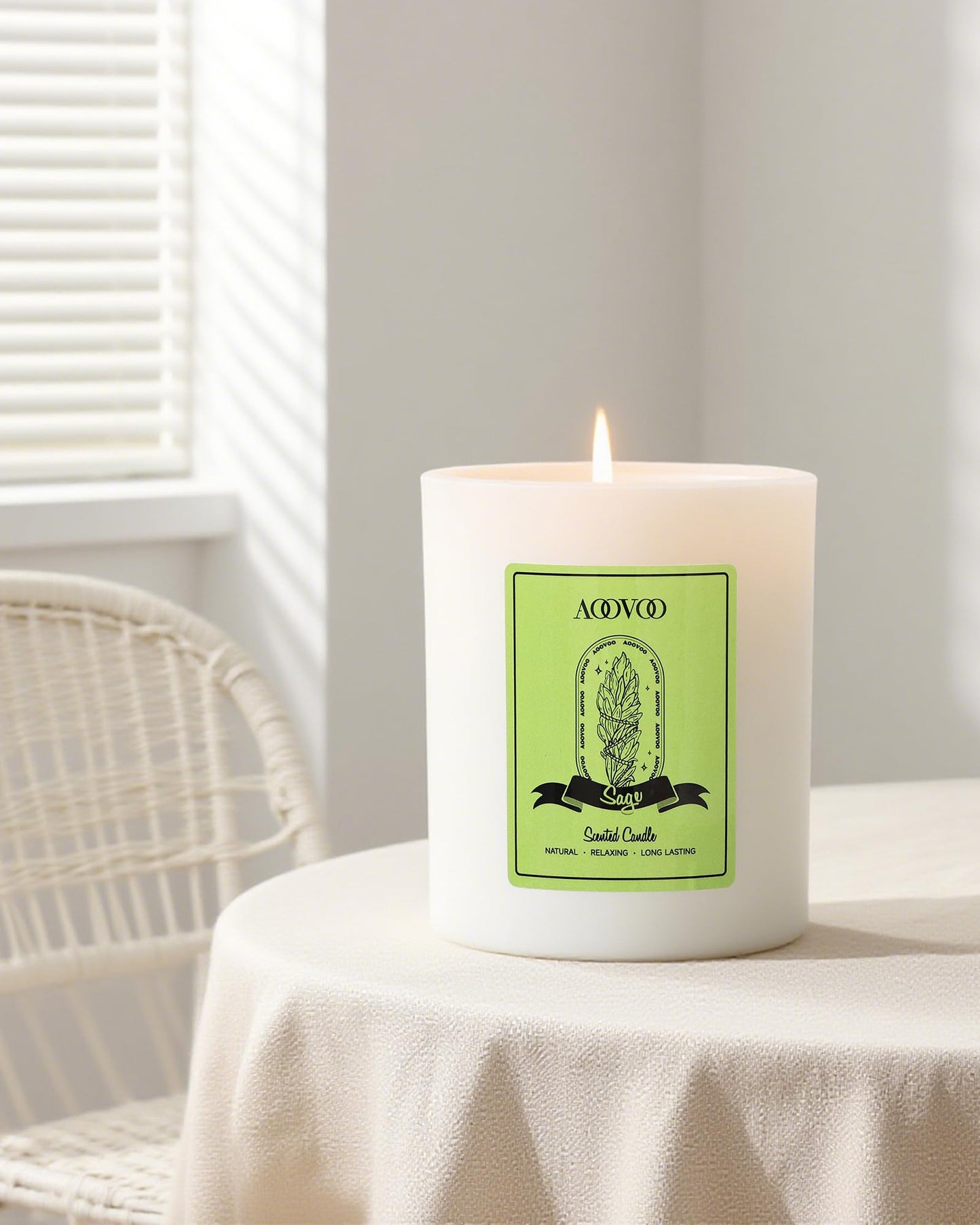 AOOVOO Sage Scented Candles for Women | 10oz Soy Aromatherapy Candle with Crystals Inside