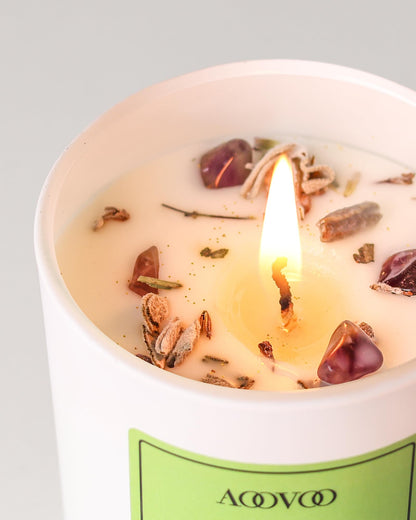 AOOVOO Sage Scented Candle for Women — 7oz Soy, Crystals Inside