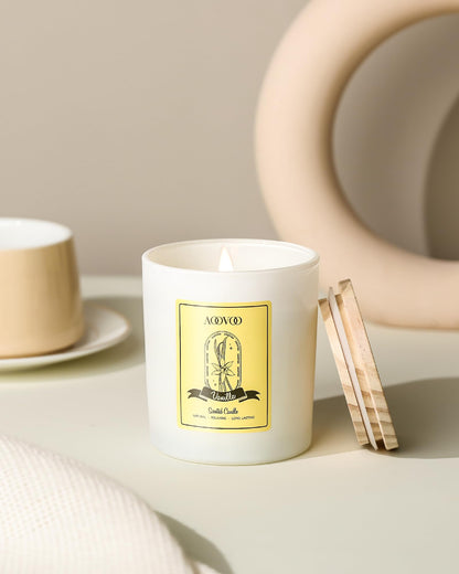 AOOVOO Vanilla Scented Candle for Women - 10oz Soy with Crystals Inside