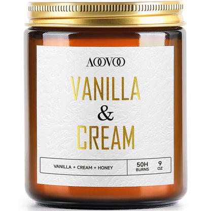AOOVOO Vanilla Cream Candles - 9 oz Soy Scented Candle for Home
