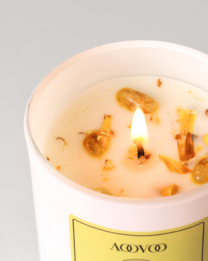 AOOVOO Vanilla Scented Candle for Women – 7oz Soy with Crystals