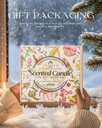 AOOVOO Winter Candles Set for Women – 4-Pack, 28 oz Total, Crystals & Dry Flowers, Cedarwood, Fir, Hot Cocoa, Vanilla Cake