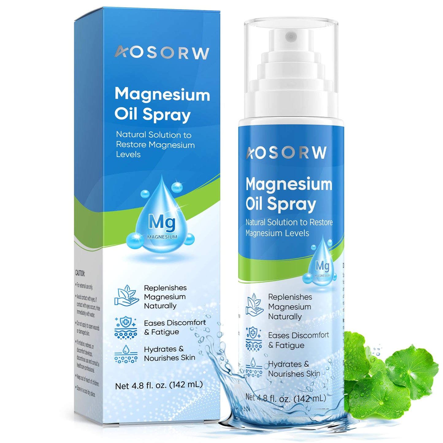 AOSORW Pure Magnesium Oil Spray – Nighttime Sleep Support, Non-Greasy Topical Magnesium (4.8 fl oz, Pack of 1)