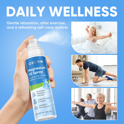 AOSORW Pure Magnesium Oil Spray – Nighttime Sleep Support, Non-Greasy Topical Magnesium (4.8 fl oz, Pack of 1)