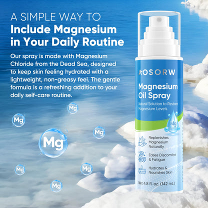 AOSORW Pure Magnesium Oil Spray – Nighttime Sleep Support, Non-Greasy Topical Magnesium (4.8 fl oz, Pack of 1)
