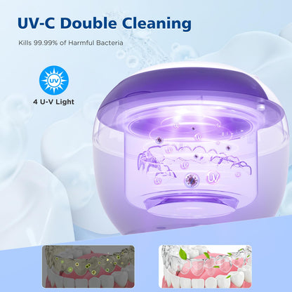 Aotuda 45kHz Ultrasonic Retainer Cleaner – 200ml, 4 Modes, Digital Timer, White
