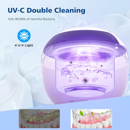 Aotuda 45kHz Ultrasonic Retainer Cleaner - 200ML Denture Cleaner, 4 Modes with Digital Timer (Navy Blue)