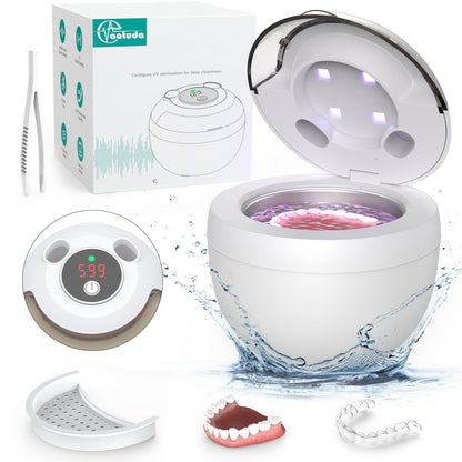Aotuda 45kHz Ultrasonic Retainer Cleaner – 200ml, 4 Modes, Digital Timer, White