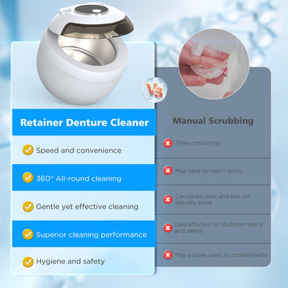 Aotuda 45kHz Ultrasonic Retainer Cleaner – 200ml, 4 Modes, Digital Timer, White
