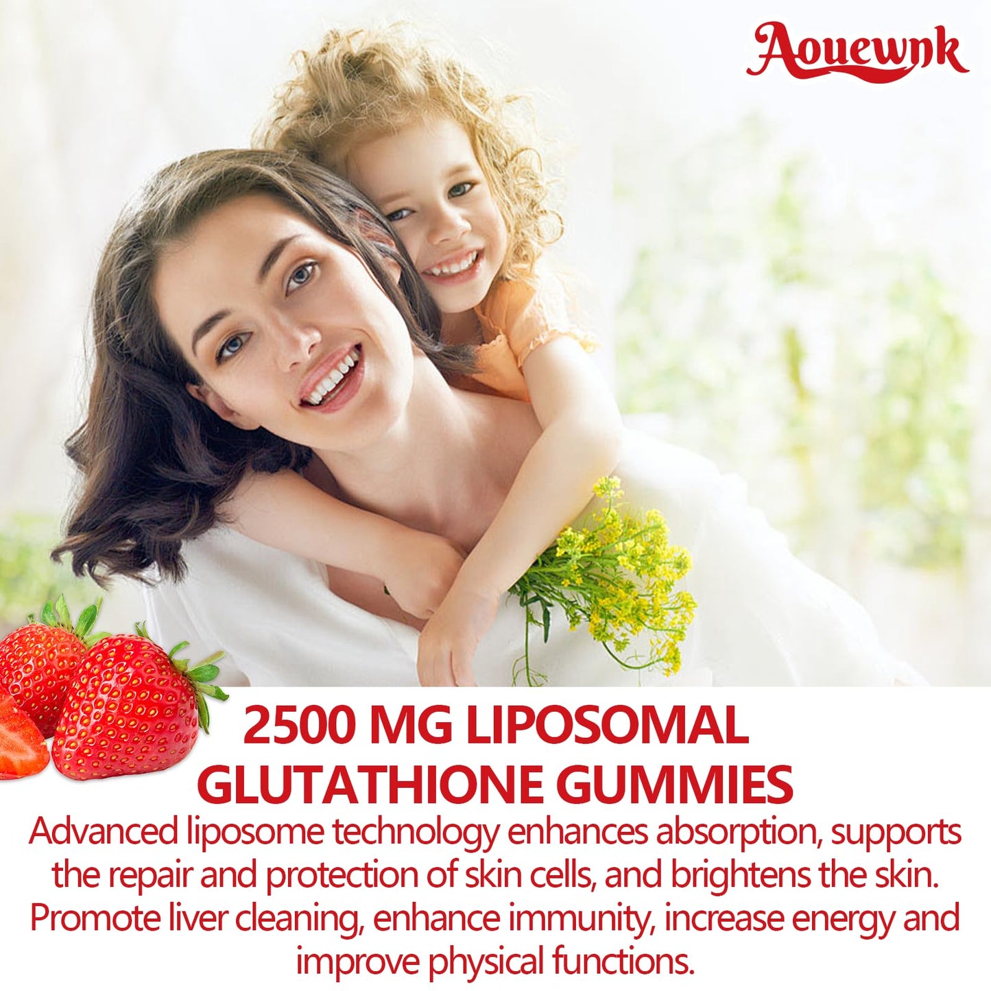 Aouewnk 2500mg Liposomal Glutathione Gummies – 98% Bioavailability, Skin & Liver Support, Immunity