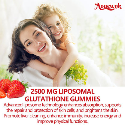 Aouewnk 2500mg Liposomal Glutathione Gummies – 98% Bioavailability, Skin & Liver Support, Immunity