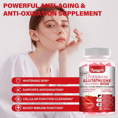 Aouewnk 2500mg Liposomal Glutathione Gummies – 98% Bioavailability, Skin & Liver Support, Immunity