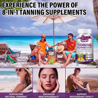 2 Packs 1500MG Tanning Gummies – Daily Tanning Supplement for Adults (Women & Men) | Aouewnk