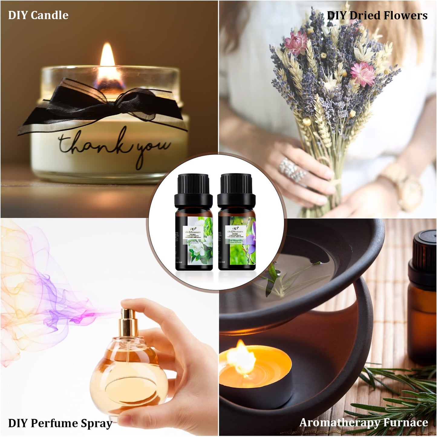 ap airpleasure Flower Essential Oils Set (6x10ml) – Gardenia, Magnolia, Shangri-La, Jasmine, White Tea, Lavender